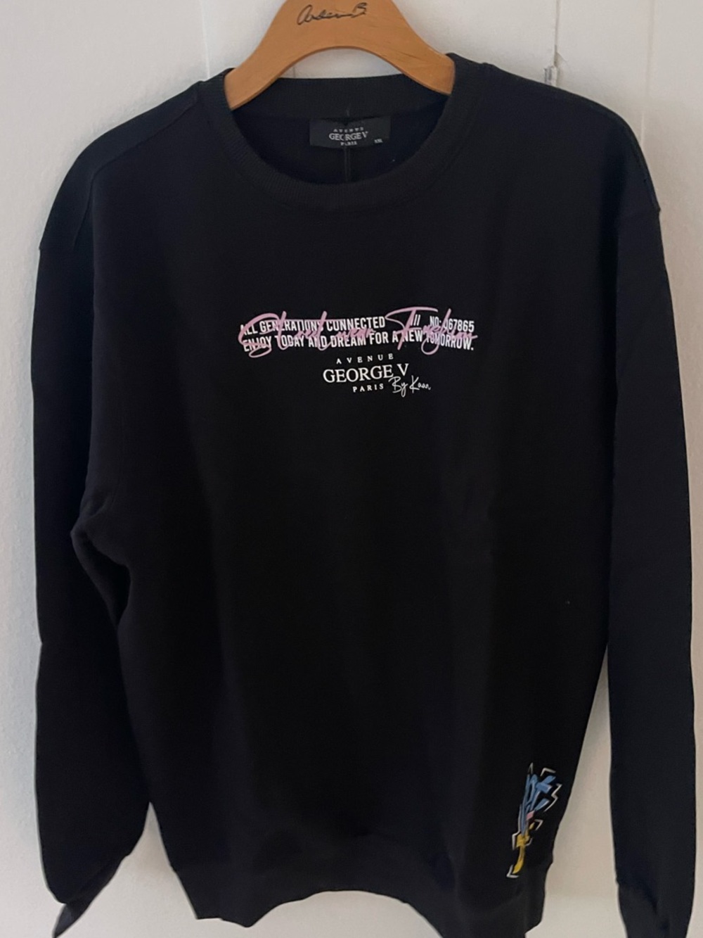Avenue George V Paris Black Sweatshirt Men's Sweater Teddy Bear 2XL GV-2623 NWT - Picture 3 of 7